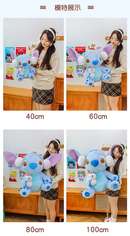 60/80/100cm Super Big Size Stitch Winter Disney Kawaii Anime Plush Stuffed Doll Cartoon Plushies Children's Pillow Holiday Gift