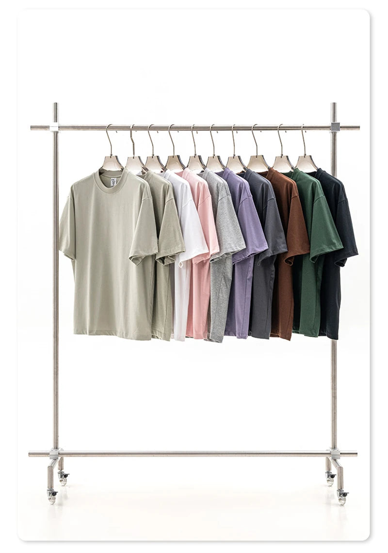 ZODF New 2025 Men Basic Solid 255gsm Cotton T-Shirts Unisex Loose Breathable Comfortable T Shirt Brand Clothes HY0973