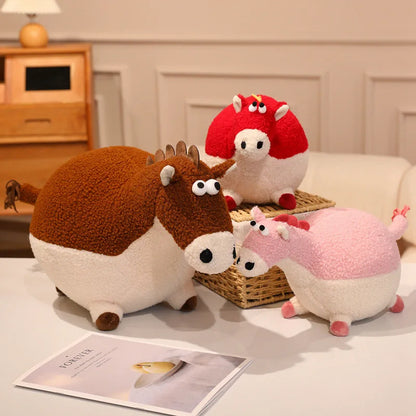 Cute Cartoon horse Plush Throw Pillow Toy Anime Stuffed Animals Round Fat Chubby Plushies Cushion Doll For Home Decor