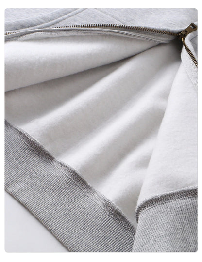 ZODF Trendy 2025 Winter Man Solid Fleece Boxy Hoodies Unisex 350gsm Double Head Zipper Hooded Sweatshirts Coat HY1122