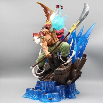 2025 38cm One Piece  Anime Figure Whitebeard Pirates Famous Naval Battle Scene Can Emit Light Peripheral Model Desktop Gift Toy