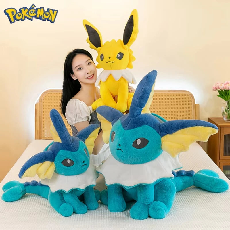 45/60/80CM Big Size Pokémon Jolteon Plushies ‌Vaporeon Cartoon Anime Stuffed Ornament Comfortable Soft Doll Children's Toy Gift