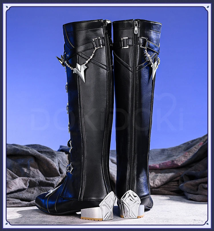 Flins Durin Cosplay Shoes Game Genshin Impact DokiDoki-SR Men Short Long Black Boots Kyryll Chudomirovich Halloween Cosplay
