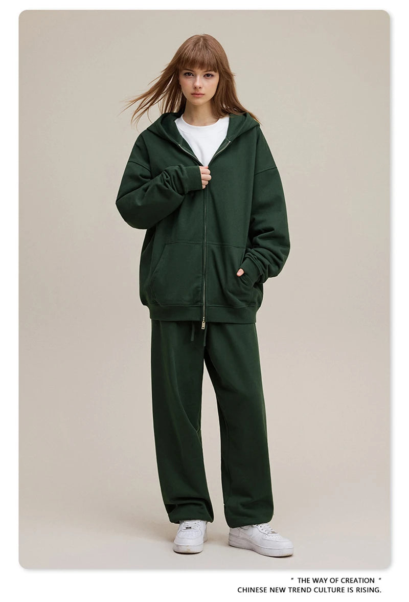 ZODF Trendy 2025 Heavy Weight 445gsm Zipper Hoodies For Man Unisex Casual Zip-up Hooded SweatShirts Coats HY1102