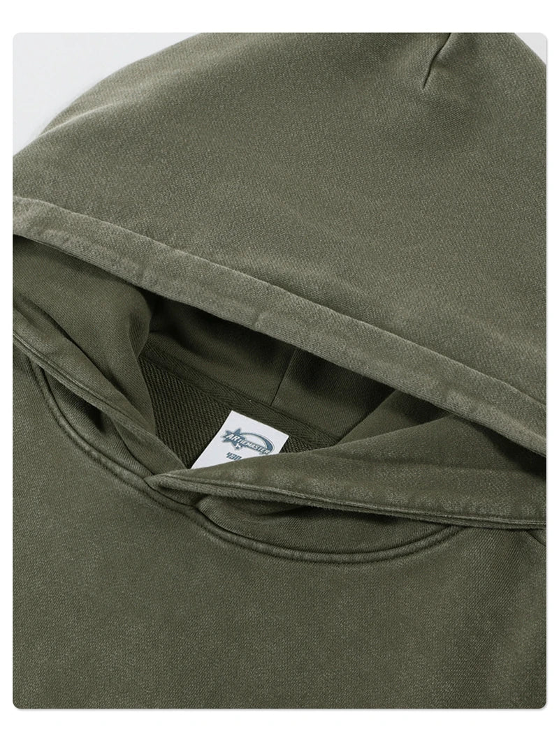 ZODF New Autumn Men's Washed Heavy Weight Cotton Hoodies Unisex Retro Fake 2 Peice 430gsm Loose Edge Hooded Pullovers HY1082