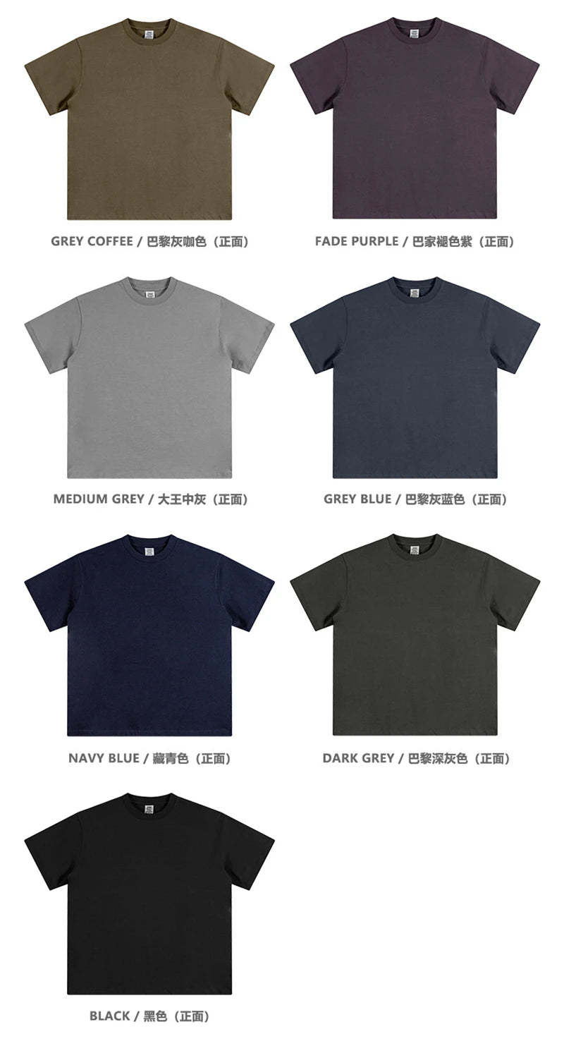 ZODF 2024 Heavy-Weight 345gsm Basic Solid T-Shirts For Men Unisex Women Summer Loose 100% Cotton T Shirt Brand Clothes HY0771