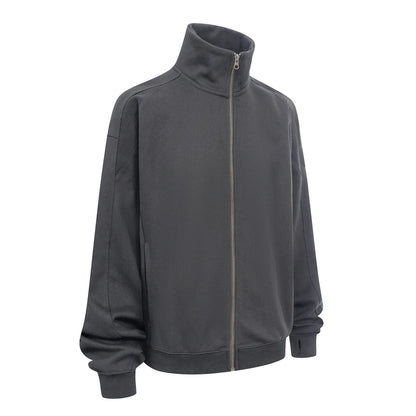 ZODF 430gsm Heavyweight Solid Zipper Hoodie for Men Unisex Loose Stand Collar Coat HY1101 Autumn 2025 Fashion - Carbon