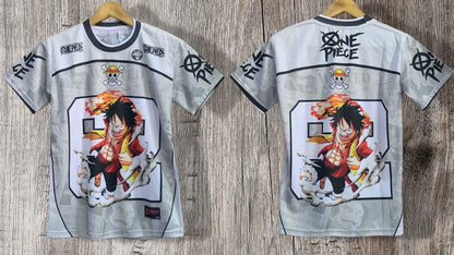 2526 New Bandai Anime One Piece Luffy Summer Jersey T-shirt Oversized 3D Adult and Children's Multifunctional Top Christmas