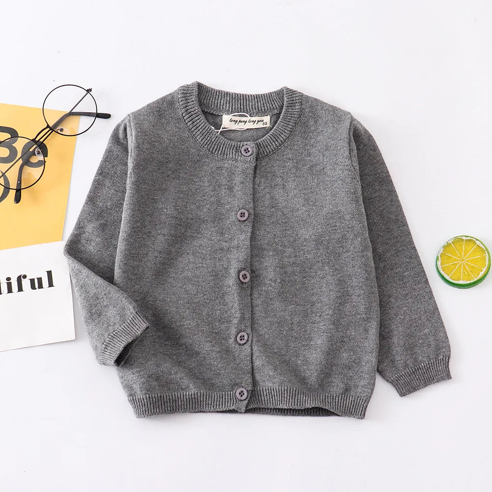 Boys Girls Sweater Cardigans 1 to 2 3 4 5 6 7 8 9 Years 2024 Cotton Baby Kids Sweaters Plain Knit Spring Autumn Children Clothes