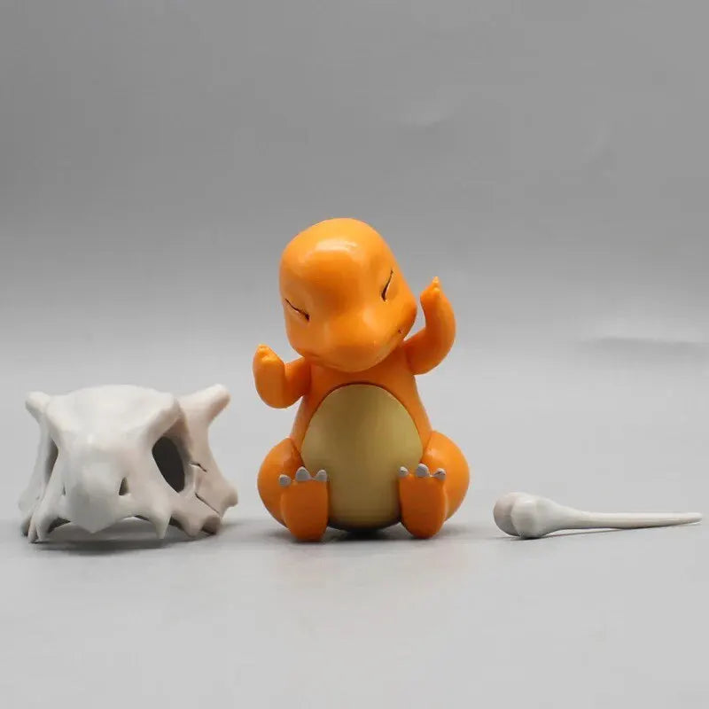 Charmander Wear A Cubone Helmet Anime Figure Model Gk Statue Boys Collection Desktop Decoration Ornament Toys Gifts