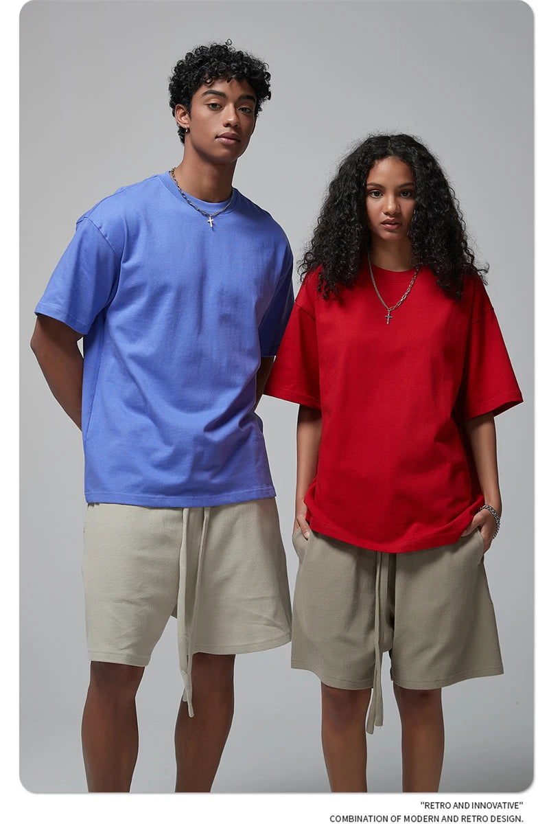 ZODF New Spring Summer Men 305gsm Cotton T Shirts Unisex Heavy Weight Oversized FG Noshrink Basic Solid T-Shirt Tees HY0165