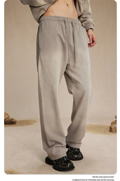 ZODF Retro Autumn Men's Washed Pants Retro Unisex Heavy Weight 450gsm Sports Knitted Straight Trouser Brand Clothes HY0916