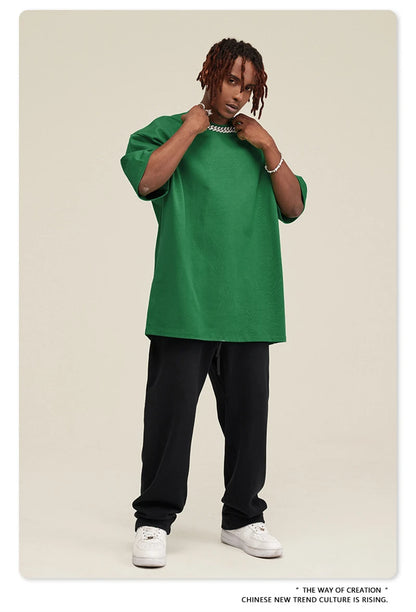 ZODF 2025 Heavy-Weight 425gsm 100% Cotton T-Shirts For Men Unisex Summer Oversized O-Neck Basic Solid T Shirt Brand Tees HY0485