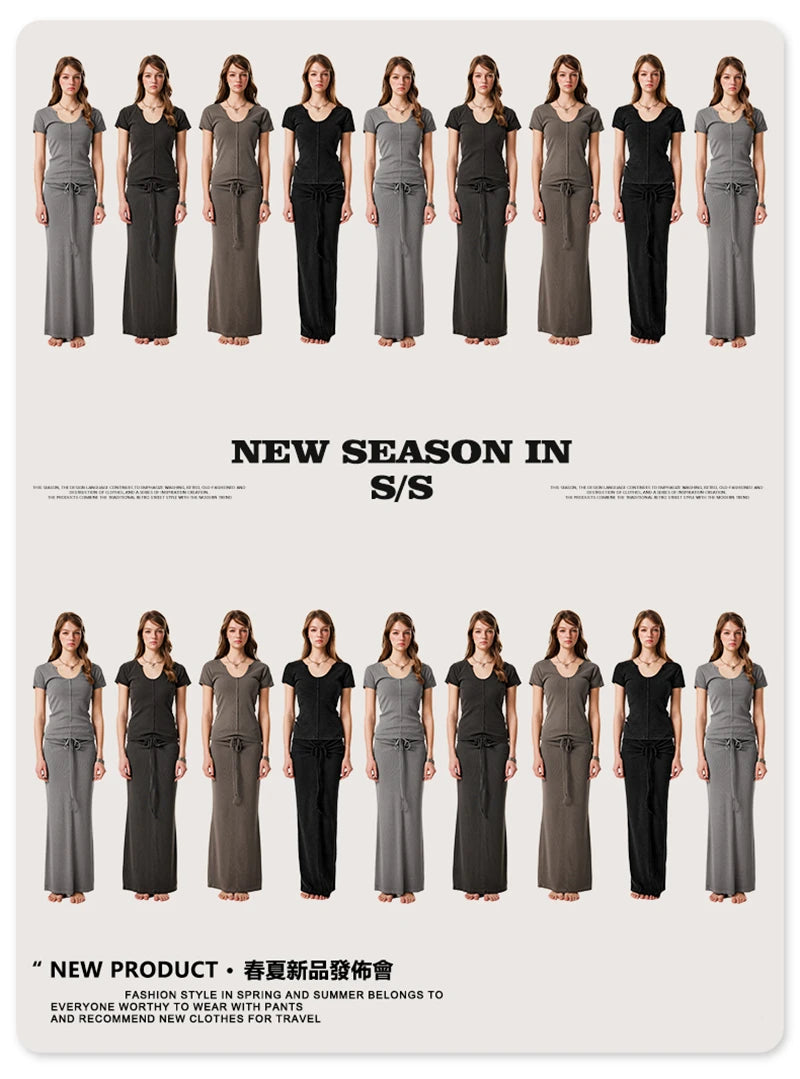 ZODF Women Retro 2025 Summer 275gsm U Collar Washed T-Shirts Hotsweet Girls Sexy Slim Fit T Shirt Brand Tees HY0992