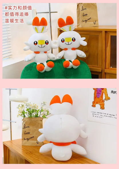 50/90cm Scorbunny Pokemon Large Plush Toys Anime Doll Cute Giant Pokémon Rabbit Cartoon Stuffed Plushie Pillow Gift for Kid Xmas