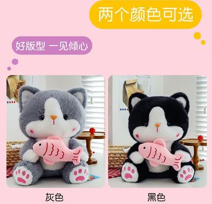 45cm Kawaii Stuffed Toys Lace Scarf Cat Plush Doll Fluffy Soft Cat Baby Doll Cute Cartoon Cat Stuffed Toy Home Decor Kid Gifts