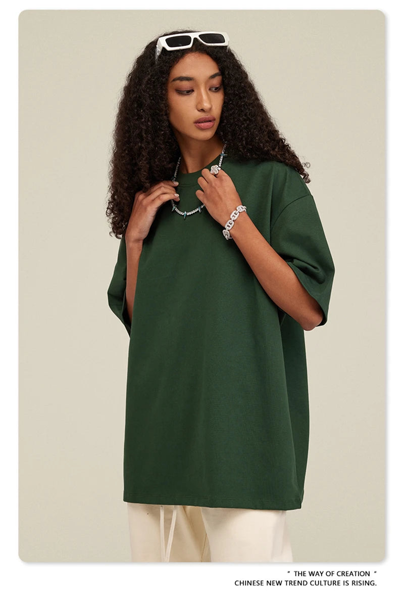 ZODF 2025 Heavy-Weight 425gsm 100% Cotton T-Shirts For Men Unisex Summer Oversized O-Neck Basic Solid T Shirt Brand Tees HY0485