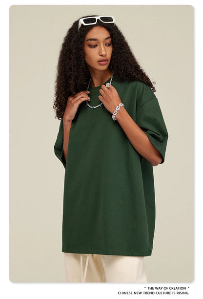 ZODF 2025 Heavy-Weight 425gsm 100% Cotton T-Shirts For Men Unisex Summer Oversized O-Neck Basic Solid T Shirt Brand Tees HY0485