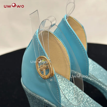 UWOWO Bloomm S4 Cosplay Shoes Fairy Wings Cosplay Shoes High Steel Blue Shiny Shoes