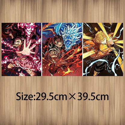 Nezuko Tanjirou Zenitsu Anime 3D Lenticular Posters for Accessories Room Decor Wall Art(Without Frame)