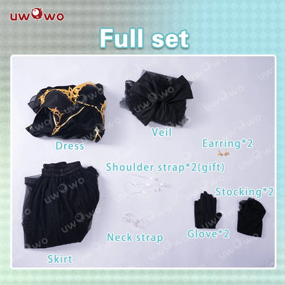 IN STOCK UWOWO CC Cosplay Game Codee Geasss: C.C. CC Black Gown Cosplay Costume Party Dress Halloween Costume