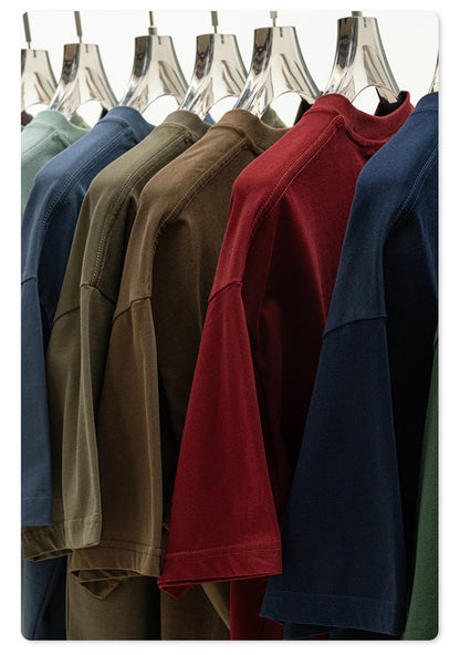 ZODF New 2025 Spring Summer 235gsm Solid Cotton T-Shirts For Men Women Unisex Loose Basic T Shirt Tees Brand Tops HY0970