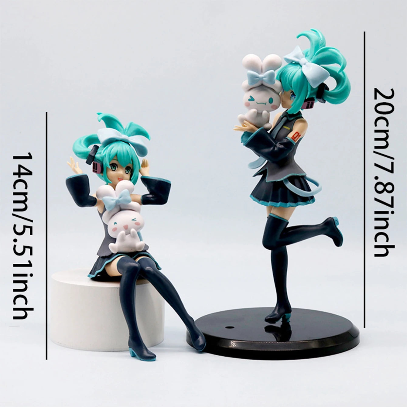 1PC 20cm/7.87inch Hatsune Miku X Cinnamoroll Anime Figure Kawaii Miku Action Figure PVC Adult Collection Model Doll Toys Gifts