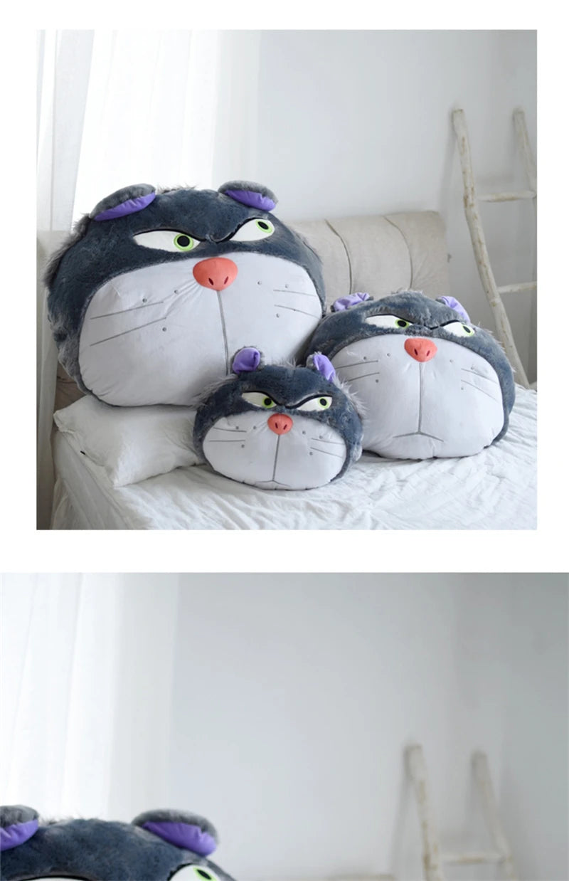 Disney Lucifer Cat Headrest Back Cushion For Car Seat Safety Belt Cover Huggable Pillow Stuffed Animal Grey Cat Plushies Gifts