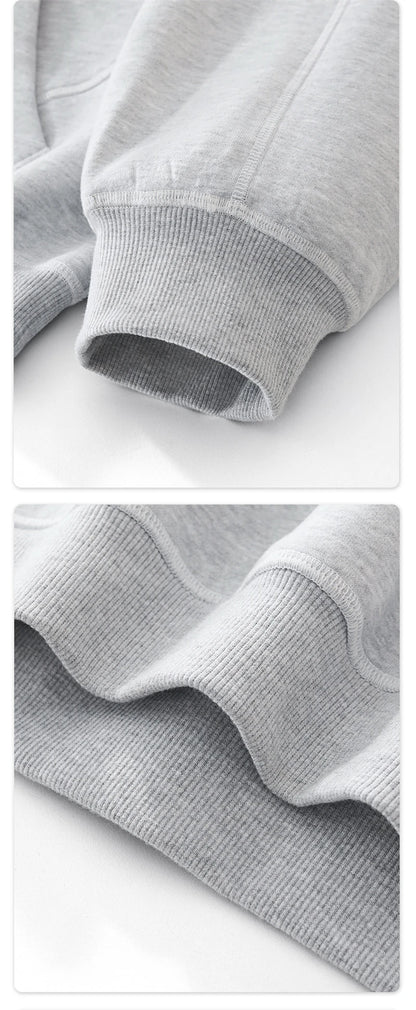 ZODF Trendy Men 350gsm Fleece Loose Boxy Fit Hooded Hoodie Unisex Hip Hop Solid Warm Pullovers Coat For Winter HY0032