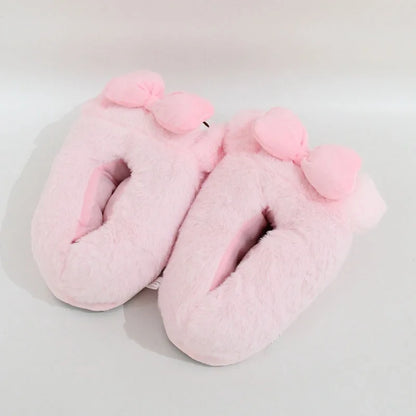New Sanrio Kuromi Melody Hellokitty Bag Root Cotton Slippers Winter Indoor Warm Cotton Shoes Adult Plush Cotton Slippers