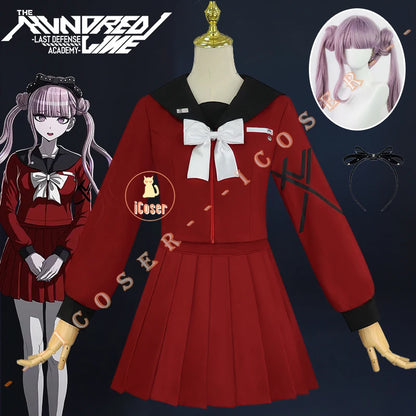 iCoser The Hundred Line Kako Tsukumo Cosplay Costume Red Sailor Suit Skirt Hairband Last Defense Academy Halloween Women Girls