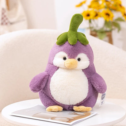 25-60cm Creative Purple Penguin Plushie Cute Penguin Cosplay Vegetable Eggplant Plush Toy  Kawaii Home Decor Pillow