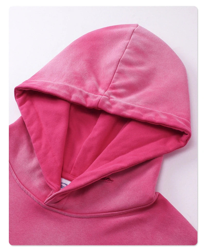 ZODF New Autumn Winter Men Monkey Washed Hoodies Unisex Disstressed Ripped Heavyweight Knitted 450gsm Hooded Pullovers HY0909