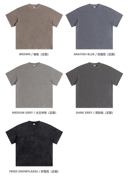 ZODF New Spring Summer 200gsm Washed Cotton T Shirts For Men Unisex Women Retro Casual Basic Solid T-Shirt Brand Tees HY0775