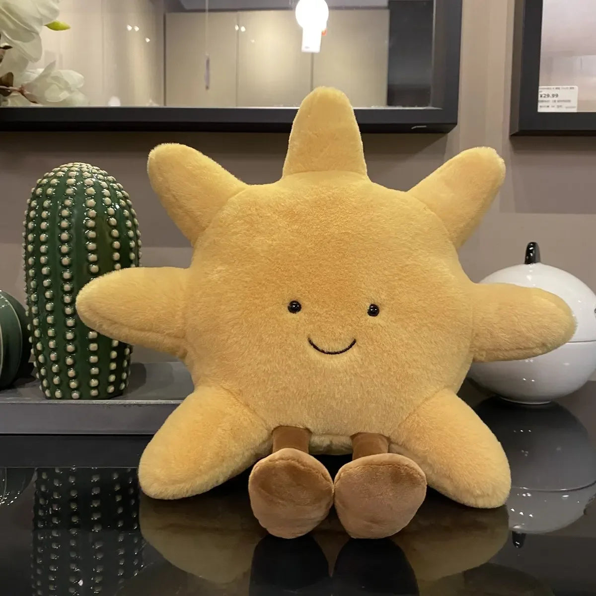 Nordic Smile Face Moon Yellow Sun Plushie Cushion Stuffed Cute Weather Plush Toy for Kid Bedroom Decor Sofa Throw Pillow