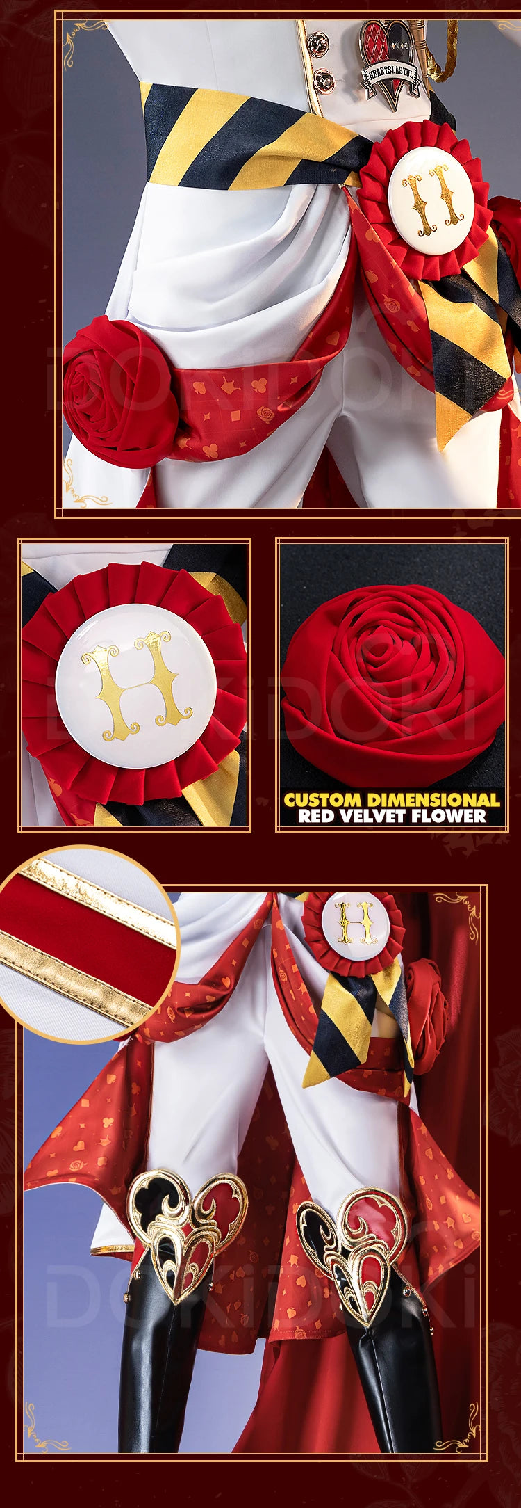 Riddle Cosplay Costume Anime【S-3XL】DokiDoki-SR Men Red King Uniform Halloween Riddle Rosehearts Cosplay Crown Plus Size