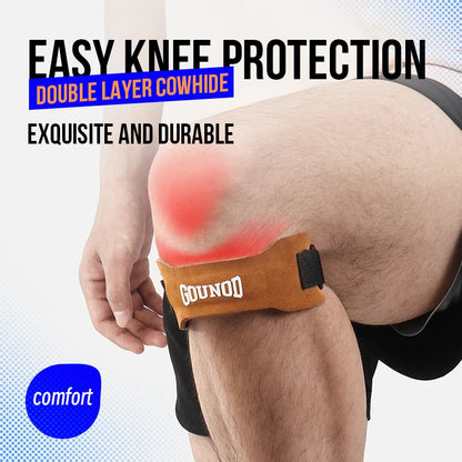 Pressurized Cowhide Patella Belt Sports Knee Pads for Running Shock Absorption Anti-Meniscus Support Fitness and Riding