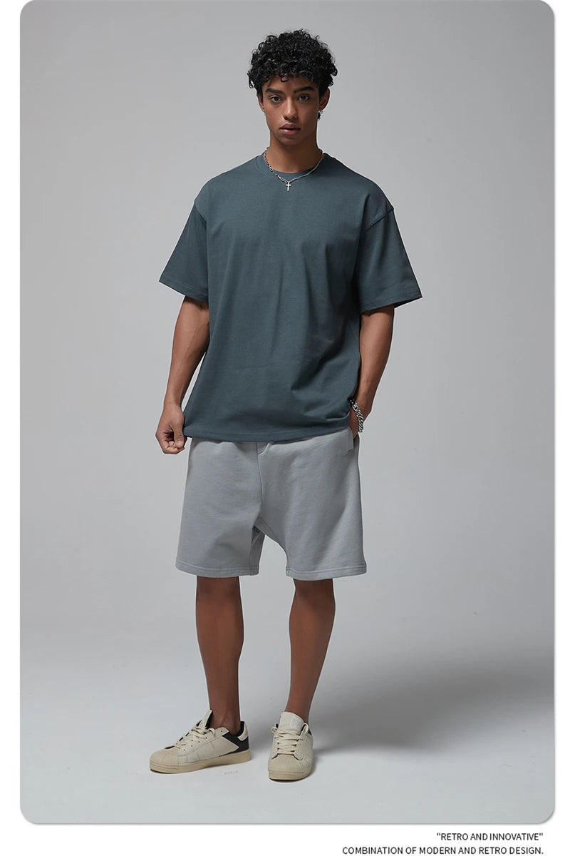 ZODF New Spring Summer Men 305gsm Cotton T Shirts Unisex Heavy Weight Oversized FG Noshrink Basic Solid T-Shirt Tees HY0165