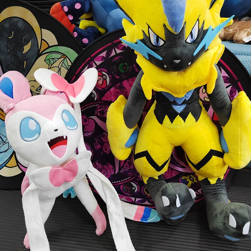 70cm Pokemon Lucario Large Plush Toys Greninja Zeraora Cinderace Glaceon Stuffed Giant Pokémon Eevee Anime Kids Christmas Gift