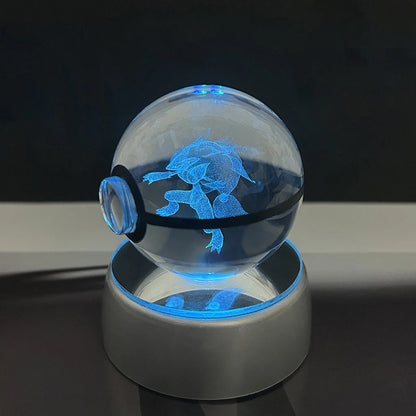 Pokemon 3D Crystal Ball Glastrier Charizard Eternatus Froakie Anime Game Pokeball Led Night Light Base Birthday Gift Home Decora