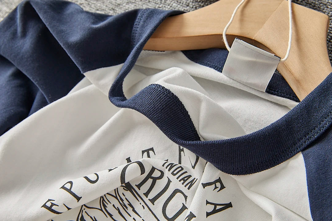 Summer New American Retro Short-sleeved O-neck Letter Printed T-shirt Men's Fashion Simple 100% Cotton Washed Casual Sport Tops