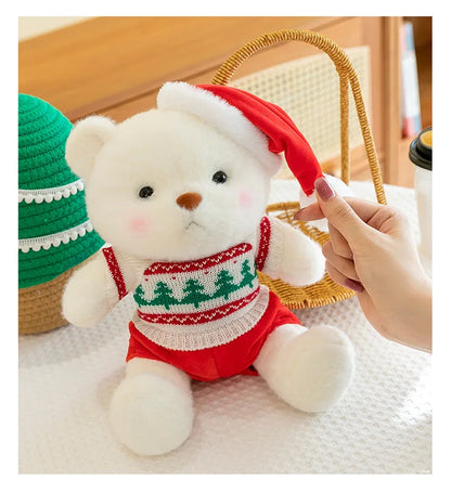 Plush Teddy Bear with Sweater Scarf for Kids Birthday Xmas Gift Cute Jointed Couple Bears Stuffed Animal Toy for Valentine