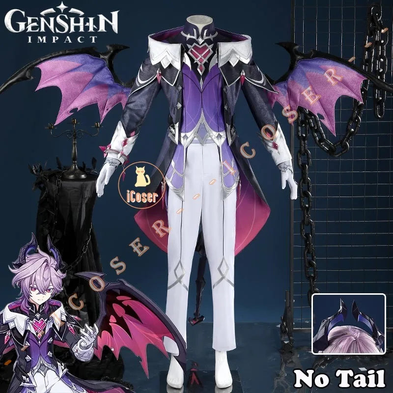 Genshin Impact Durin Cosplay Costume Wig Uniform Headwear Wings Festival Halloween Party for Women Men Girls Role Play Outfit