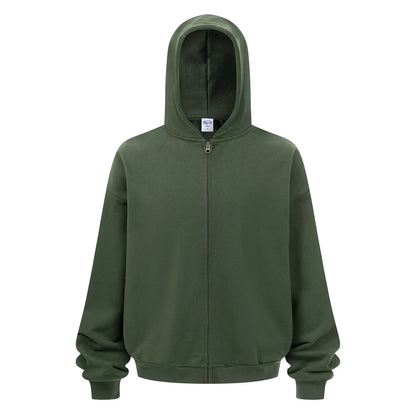 ZODF Trendy Winter Man Warm 430gsm Fleece Zipper Hoodies Unisex Solid Loose Zip-Up Hooded Coats Brand Outfit HY1130