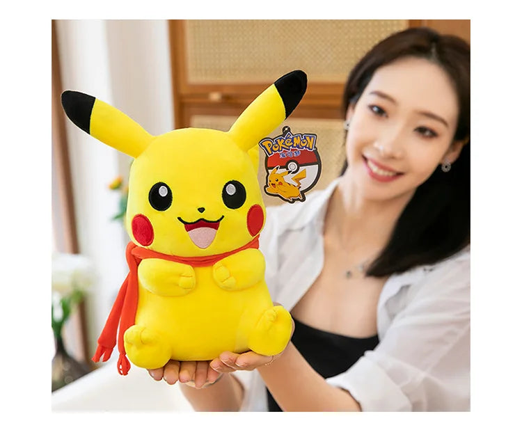 Pokemon Pikachu Plush Toys Anime Pokémon Plushie Dolls 25cm Kawaii Stuffed Pillow Skiing Pikachu Christmas Gifts for Childrens