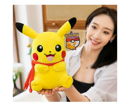 Pokemon Pikachu Plush Toys Anime Pokémon Plushie Dolls 25cm Kawaii Stuffed Pillow Skiing Pikachu Christmas Gifts for Childrens