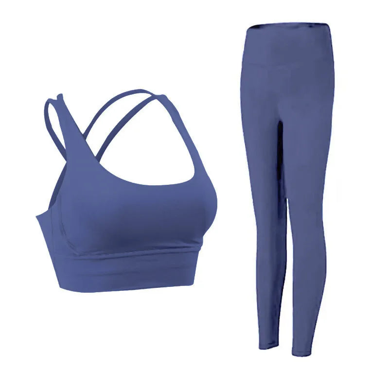 2 Piece Women’s Yoga Tracksuit Athletic Wear Pilates Fitness Suit Gym Workout Push-Up Sports Bra and Leggings Set
