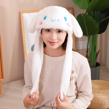 Plush Hat With Movable Ears Stitch My Melody Kuromi Cinnamoroll Kawaii Plush Little Hat Gifts For Children