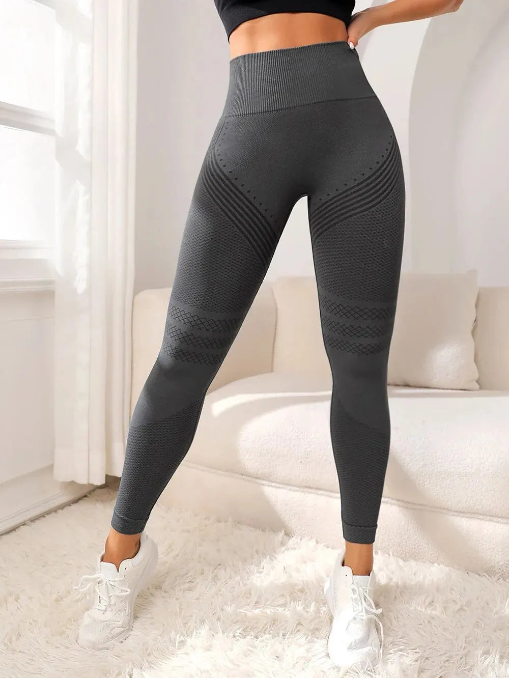 Women’s High-Waisted Elastic Sports Pants with Sexy Butt Lifting Lines – Tight Fitness Leggings for Running and Yoga
