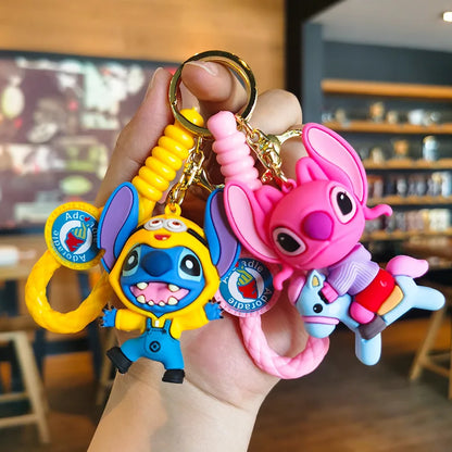 Anime Disney Keychain kawaii Tom and Jerry Cartoon Figure PVC Doll Bag Keyring Ornament Accessories Children Toys Birthday Gifts